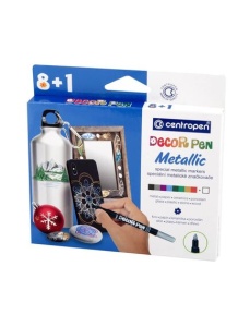 Markere pentru decoratiuni 8+1 culori metalice/set CENTROPEN