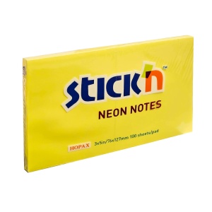 Notes autoadeziv 76x127 mm, 100 file/set, galben neon, STICK'N