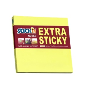Notes autoadeziv extra-sticky 76x76 mm, 90 file, galben, STICK'N Neon