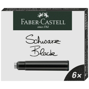 Patroane cerneala scurte, 6 buc/set, negru, FABER-CASTELL
