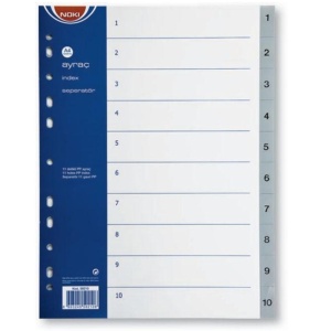 Separatoare din plastic A4, index 1-10, NOKI
