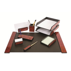 Set de birou lux din lemn 8 piese, mahon, FORPUS