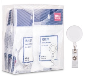Snur retractabil pentru ecuson, 12 buc/set, alb, DELI 8309 - Img 3