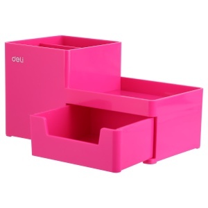 Suport accesorii birou, 4 compartimente, roz, DELI Rio - Img 2