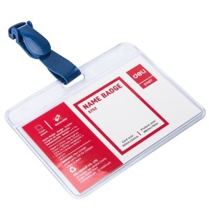 Suport ecuson orizontal, cu clips, 90x54 mm, DELI - Img 2