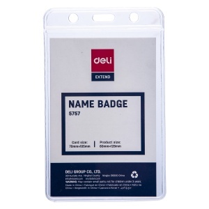 Suport ecuson vertical, cu clips si snur, 70x105 mm, DELI - Img 2