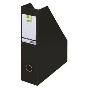 Suport reviste A4, carton plastifiat, negru, Q-CONNECT