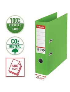 Biblioraft A4 carton reciclat, 7.5 cm, verde, ESSELTE NO. 1 Power - Img 2