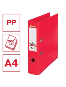 Biblioraft A4 plastifiat PP/PP, 7.5 cm, rosu vivida, ESSELTE NO. 1 Power - Img 4