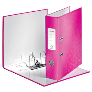 Biblioraft carton laminat, A4, 8 cm, roz, LEITZ WOW 180 - Img 2