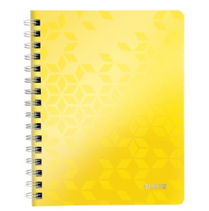 Caiet cu spirala A5, 80 file, matematica, galben, LEITZ WOW - Img 1