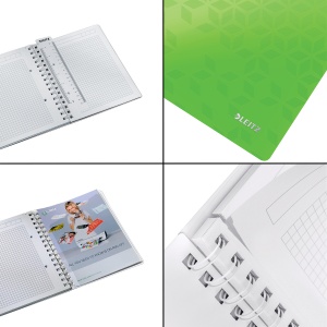 Caiet cu spirala A5, 80 file, matematica, verde, LEITZ WOW - Img 3