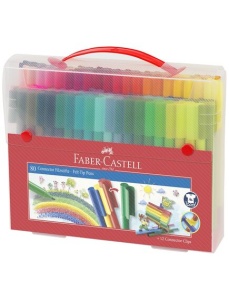 Carioci 80 culori/set, cu clip, Connector FABER-CASTELL