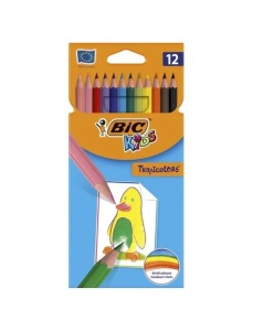 Creioane colorate, 12 culori/set, Kids Tropicolors BIC - Img 1