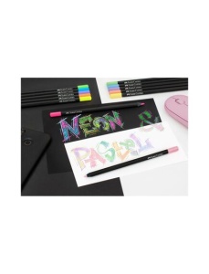 Creioane colorate pastel si neon, 12 buc/set, Black Edition FABER-CASTELL - Img 2