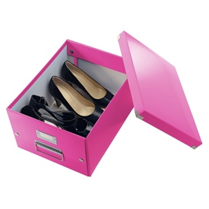 Cutie depozitare medie, 369x281x200 mm, carton, roz, LEITZ Click&Store - Img 3