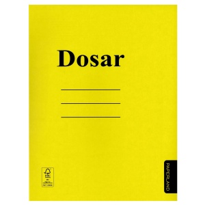 Dosar carton color cu sina, 300 g/mp, 50 buc/set, galben, PAPERLAND