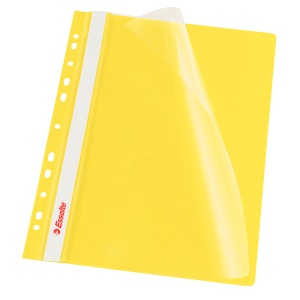 Dosar de plastic, cu sina si multiperforatii, 10 buc/set, galben, ESSELTE