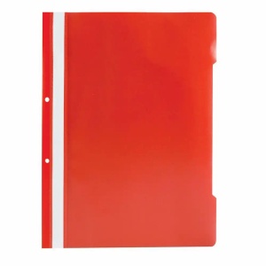 Dosar plastic cu sina si gauri, 25 buc/set, rosu