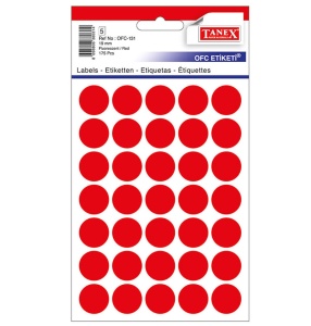 Etichete autoadezive rotunde, 19 mm, 175 buc/set, rosu, TANEX