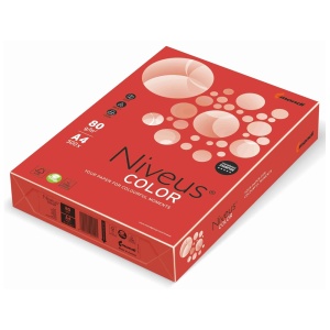 Hartie colorata A4, 80 g/mp, 500 coli/top, rosu intens, NIVEUS
