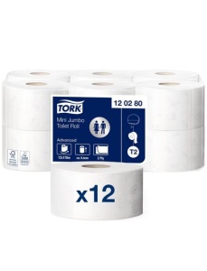 Hartie igienica TORK Mini Jumbo Advanced T2, 2 straturi, 180 m/rola, 12 role/set