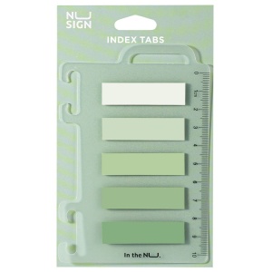 Index autoadeziv plastic 44x12 mm, 5 culori + rigla, verde, DELI NUSIGN