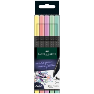 Liner 0.4 mm pastel FABER-CASTELL Grip, 5 culori/set