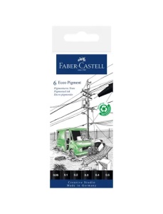 Liner negru FABER-CASTELL Ecco Pigment, 6 buc/set