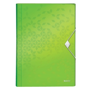 Mapa plastic cu elastic, 6 compartimente, A4, verde, LEITZ WOW