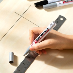 Marker cu vopsea, varf 2.0 mm, argintiu, DELI U500 - Img 3