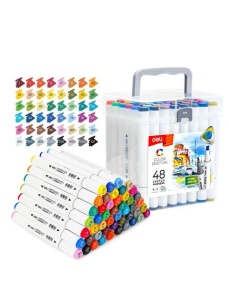 Markere sketching cu 2 capete 1 mm/7 mm, 48 culori/set, DELI