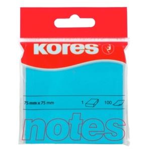 Notite autoadezive, 75x75 mm, 100 file/set, albastru neon, KORES
