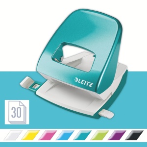 Perforator de birou, metalic, 30 coli, turcoaz, LEITZ WOW 5008 - Img 2