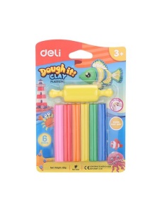 Plastilina 6 culori/set 60g cu forma modelaj, Dough it DELI - Img 1