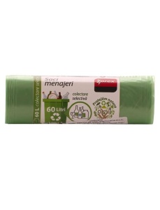 Saci menajeri 60 L, LDPE, 10 buc/rola, verde, ZOREX