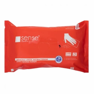 Servetele dezinfectante pentru suprafete SENSE, 72 buc/pachet
