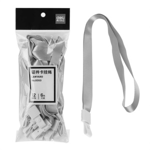 Snur textil pentru ecuson 1.5 cm, capsa plastic, 12 buc/set, gri, DELI