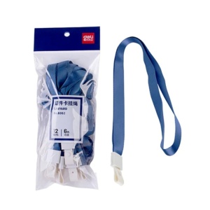 Snur textil pentru ecuson 1 cm, capsa plastic, albastru, 12 buc/set, DELI