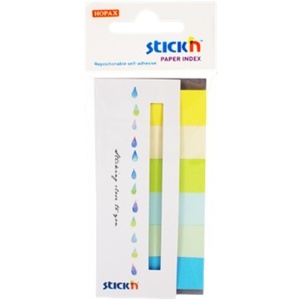 Stick index hartie color 45 x 15 mm, 6 culori neon si pastel, STICK'N