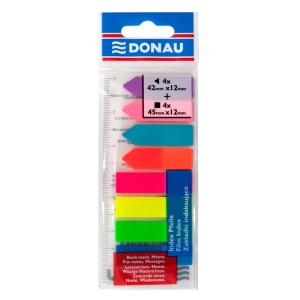 Stick index plastic 44x12.7 mm, 8 culori neon x 25 file (4 steag+ 4 sageata)