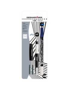 Stilou scolar + pic + rezerve, corp alb-negru, NXT Eberhard Faber