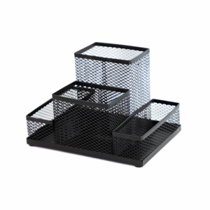 Suport accesorii birou, 4 compartimente, metalic, negru, MESH - Img 2