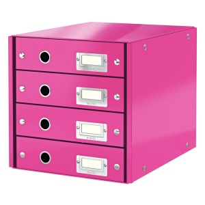 Suport cu sertare, carton, cu 4 sertare, roz, LEITZ Click & Store WOW