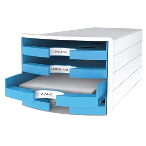 Suport cu sertare, plastic, cu 4 sertare, bleu, HAN Impuls - Img 2