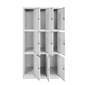 Vestiar metalic triplu cu 9 usi, 90x45x185 cm gri - Img 2