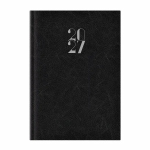 Agenda A4, datata, hartie ivory, negru, ARTILUX