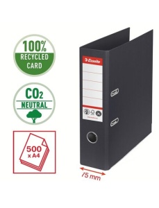 Biblioraft A4 carton reciclat, 7.5 cm, negru, ESSELTE NO. 1 Power - Img 2
