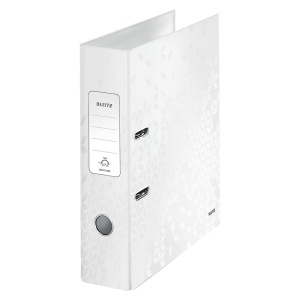 Biblioraft carton laminat, A4, 8 cm, alb, LEITZ WOW 180