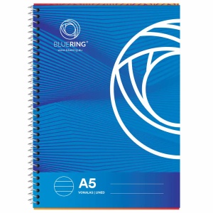 Caiet cu spira A5, 70 file, 70g/mp, coperta carton, dictando, BLUERING